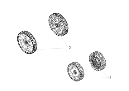 Wheels Diagram and Parts List for (12ABB2MW710)(2019) Cub Cadet Lawn Mower